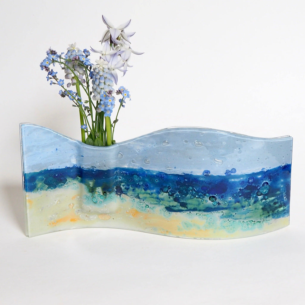 Seascape fused glass vase - Fired Creations