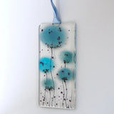 Fused Glass Wall Art - Dusty Blue Poppy Flowers Fused Glass Wall Art Sun-catcher