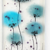 Fused Glass Wall Art - Dusty Blue Poppy Flowers Fused Glass Wall Art Sun-catcher