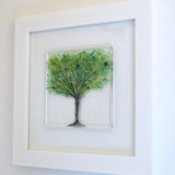 Fused Glass Wall Art - Green Summer Tree Framed Glass Art