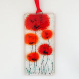 Fused Glass Wall Art - Red Poppy Flowers Fused Glass Wall Art Sun-catcher