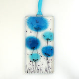 Fused Glass Wall Art - Turquoise Blue Flowers Fused Glass Wall Art Sun-catcher