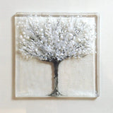 Fused Glass Wall Art - Winter Tree Framed Glass Art