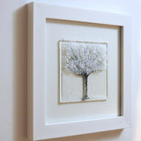 Fused Glass Wall Art - Winter Tree Framed Glass Art