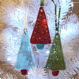 Glass Art - Christmas Decoration - Red, Green And Aqua Tree