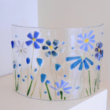 Fused Glass Curve - Blue Flowers - Fired Creations