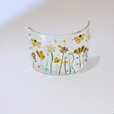 Fused Glass Curve - Olive Green Flowers - Fired Creations