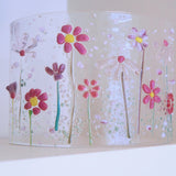 Fused Glass Curve - Pink Flowers - Fired Creations