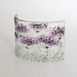 Glass Art - Fused Glass Curve - Purple Flowers