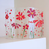 Fused Glass Curve - Red Flowers - Fired Creations