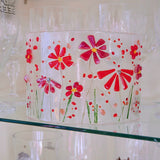 Fused Glass Curve - Red Flowers - Fired Creations