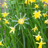 Light green and yellow flower stake - Fired Creations