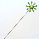 Light green and yellow flower stake - Fired Creations