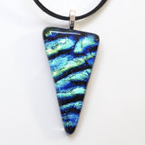 Pendant - Blue And Green Dichroic Glass Pendant Necklace