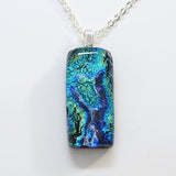 Blue green dichroic glass pendant - Fired Creations