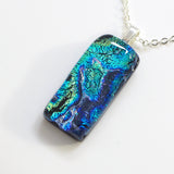 Blue green dichroic glass pendant - Fired Creations