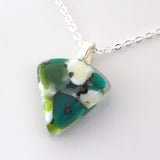 Green and white fused glass pendant necklace - Fired Creations