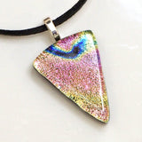 Pendant - Pink And Yellow Dichroic Glass Pendant Necklace