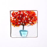 Red Tree In A Pot Glass Greetings Card