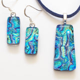 Turquoise and green fused glass jewellery set - Fired Creations