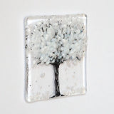 Snowy Winter Tree Fused Glass Greetings Card