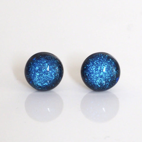 Studs - Atlantic Blue Dichroic Glass Stud Earrings