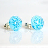 Studs - Blue Bubbles Dichroic Glass Stud Earrings