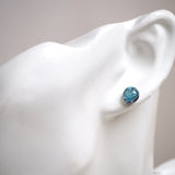 Ice blue fused dichroic glass stud earrings - Fired Creations
