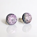 Studs - Pale Pink Dichroic Glass Stud Earrings
