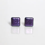 Purple dichroic glass stud earrings - Fired Creations