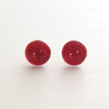 Studs - Red Fused Glass Stud Earrings