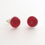 Studs - Red Fused Glass Stud Earrings