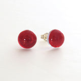 Studs - Red Fused Glass Stud Earrings