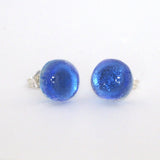 Studs - Sky Blue Dichroic Glass Stud Earrings
