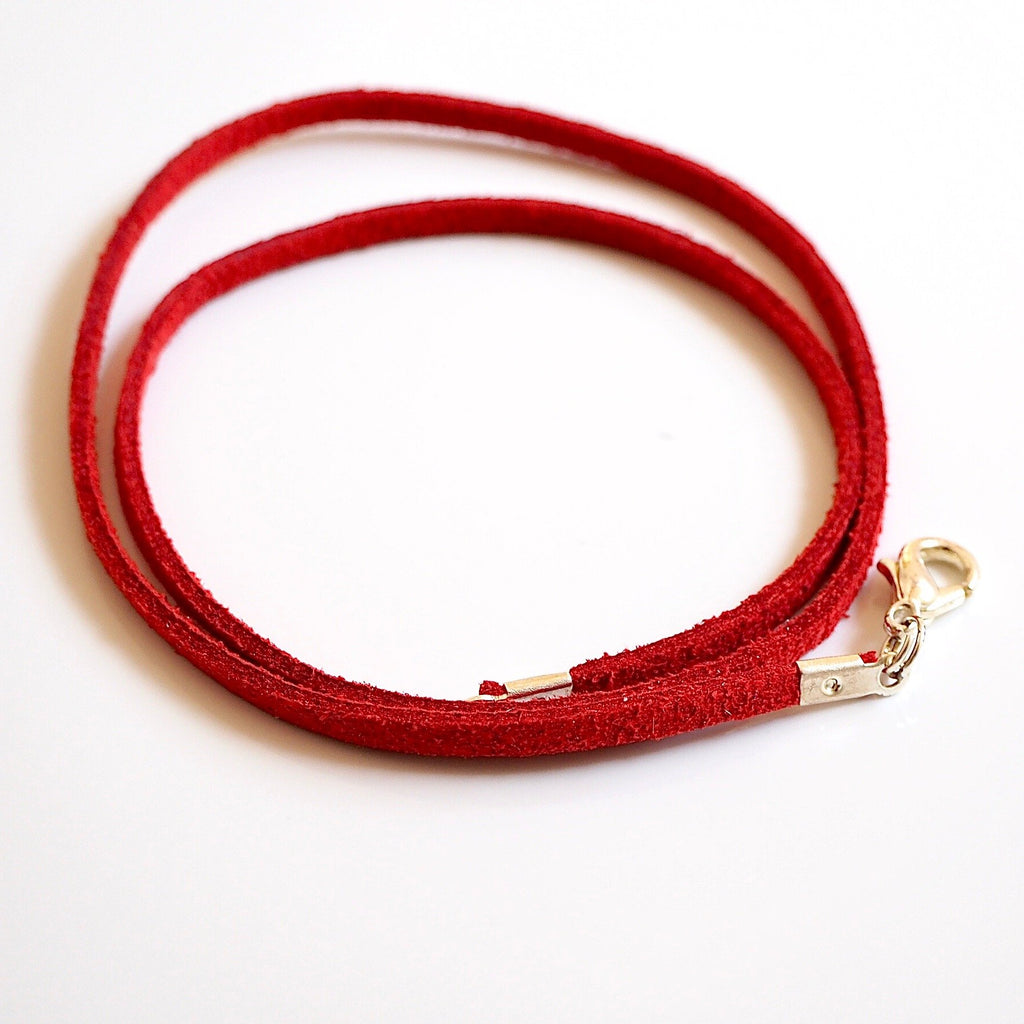 Synthetic suede necklace cord - red - Fired Creations